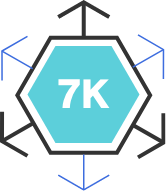 Hexagon icon with “7K” written inside