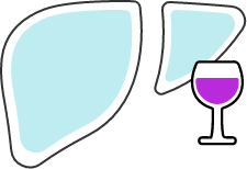 icon of liver with glass of wine beside it