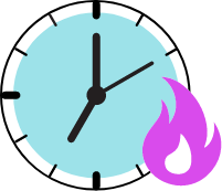 icon of clock with flame beside it