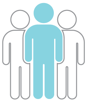 Icon showing 1 in 3 people statistic
