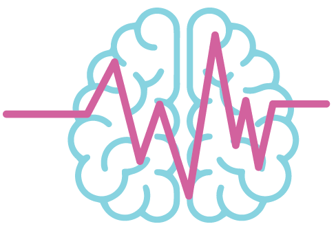 Icon showing brain with waves through it representing a stroke