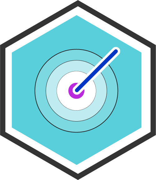 Hexagon icon with bullseye in center