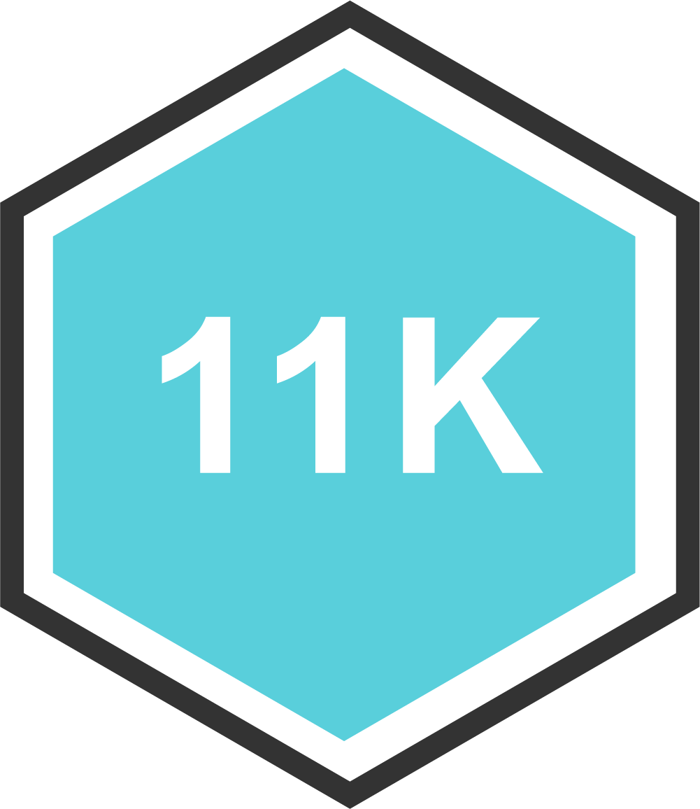 Hexagon icon with 11K text