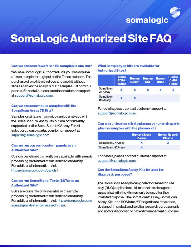 SomaLogic Authorized Sites FAQ Cover Image