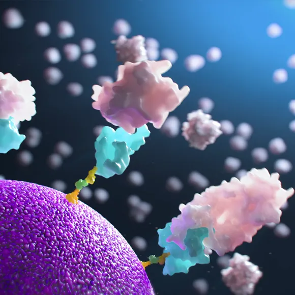 SomaScan assay visual - SOMAmers binding to specific proteins - illustration