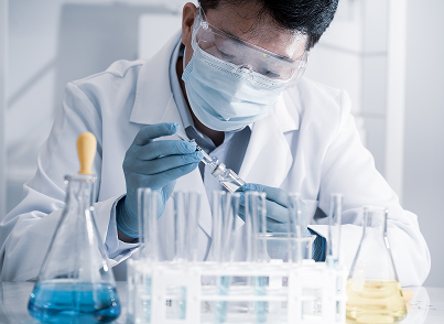 Image of scientist working with lab samples - representing vaccine development